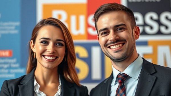 Professional portrait of a smiling woman and a man in business attire.