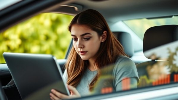 Young woman analyzing stock data for transparency in investor confidence.