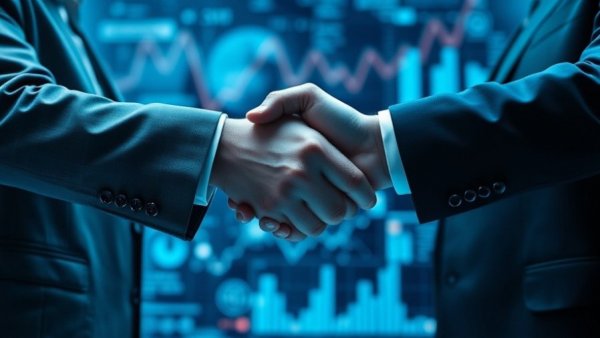 Futuristic handshake symbolizing OEM co-op funds for marketing.