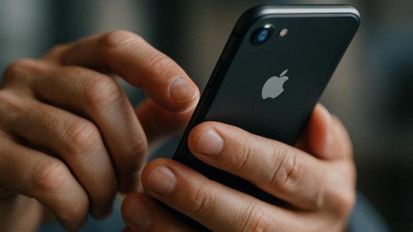 Hands using smartphone for AI-driven text-to-speech; InnoCaption app.