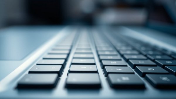 Close-up keyboard shot highlighting data access with soft focus.