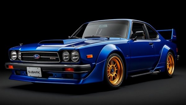 Classic blue Subaru WRX Limited, showcasing vintage design.