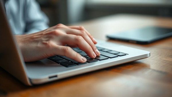 Person using a laptop, online automotive training.