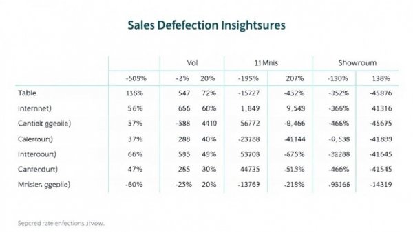 Sales defection insights table highlights lost automotive sales data.