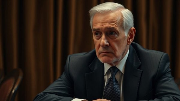 Serious older man in formal attire with thoughtful expression.