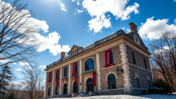 Historic site in Quebec - Colby-Curtis museum under blue sky.