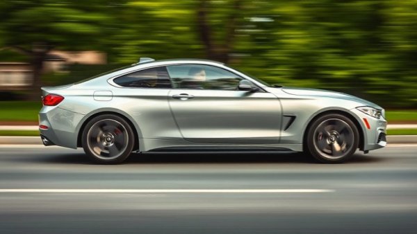 Sleek silver sedan moving on suburban road representing decline in vehicle thefts.