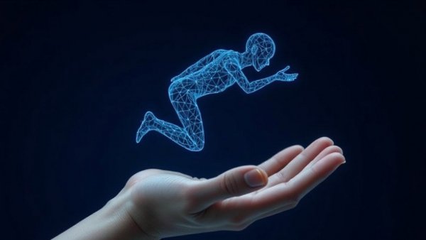 Futuristic AI digital mesh figure, AI in automotive personalization concept