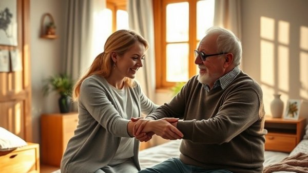 MedArrive acquisitions Inbound Health assets: woman helping man sit on bed.
