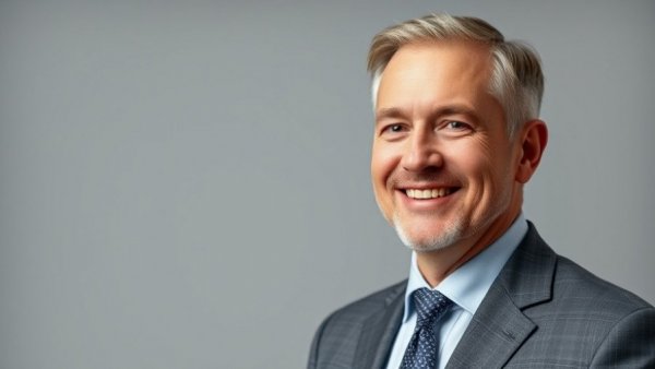 Smiling business professional representing automotive finance services.