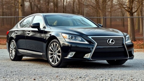 Sleek black 2012 Lexus LS460 parked outdoors for auction