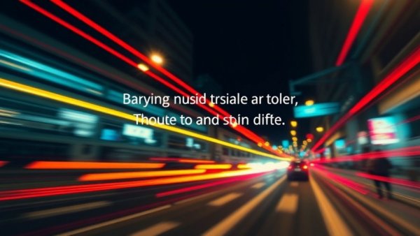 Abstract motion blur with light streaks and text on dealership requirements.