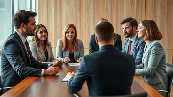 Formal meeting in a conference room discussing Middle East conflict automotive market challenges.