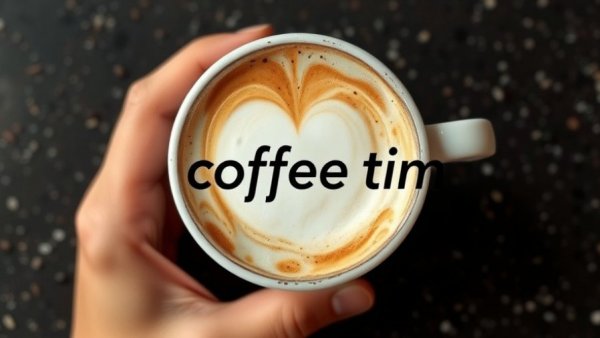 Digital health trends concept with cappuccino and text overlay.