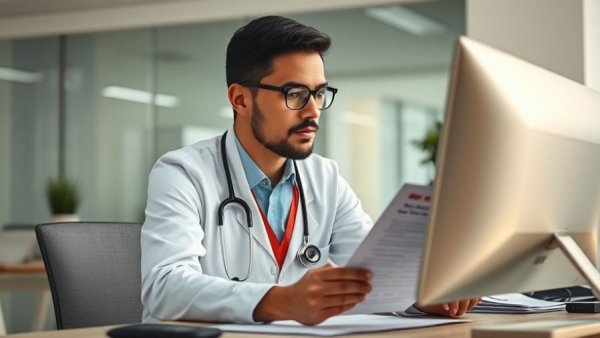 Professional reviewing electronic claims, CMS standards documentation.