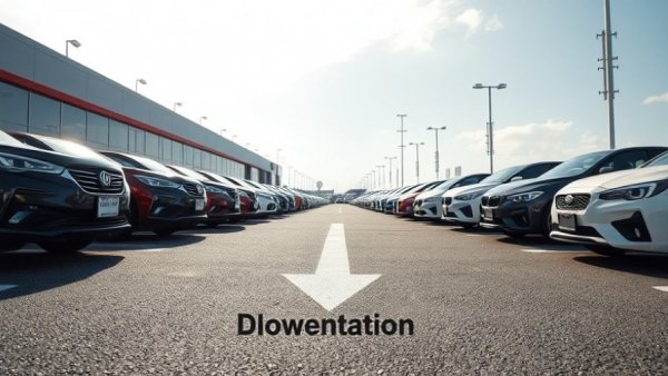 New cars in lot with inventory and sales pace indicators: finance for auto.