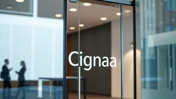 Cigna Healthcare logo on office door symbolizing new chief medical officer.