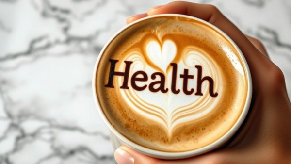 AI Health Assistant concept with coffee and digital health text.