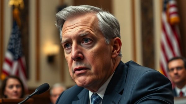 Politician at congressional hearing, intense focus on discussion.