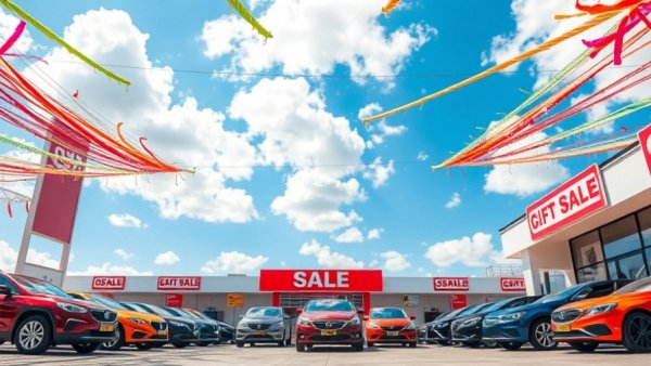 Used car prices rise spring 2026 at festive dealership.