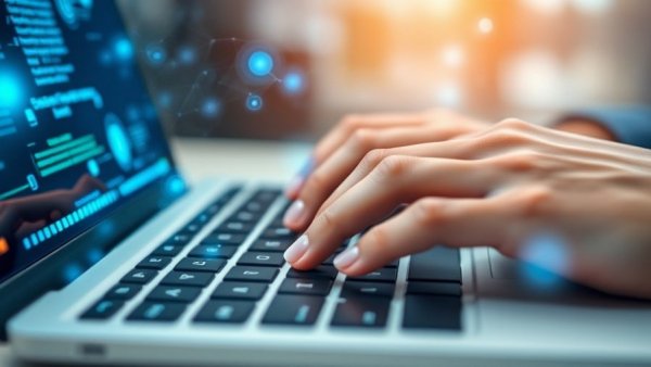 Futuristic digital AI holograms over keyboard representing automotive AI investment.