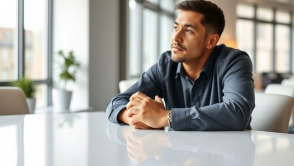 Person contemplating auto financing options at a table.