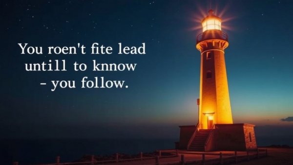 Lighthouse with quote on importance of followership in leadership.