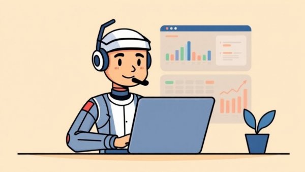 AI Sales Agent vs Chatbot illustration with analytics and tech symbols.