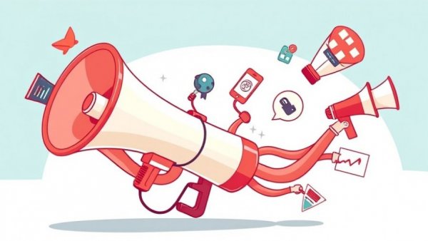 Multi-Channel Marketing for Dealerships: Illustrated megaphone with marketing tools.