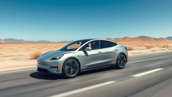 Restoration of the EV1 electric car driving on a desert road.