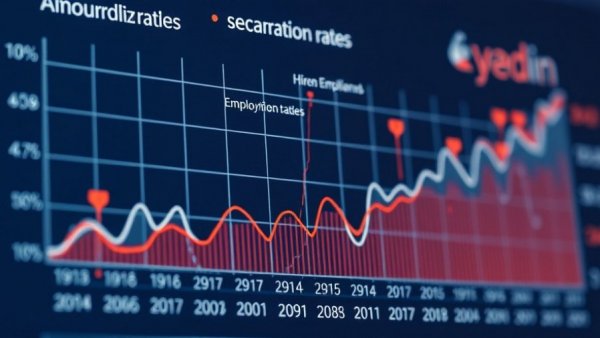 Graph showing strong job gains with weak hiring trends.