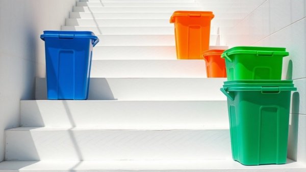 Colorful containers on steps symbolizing integrated hiring and retention strategies.