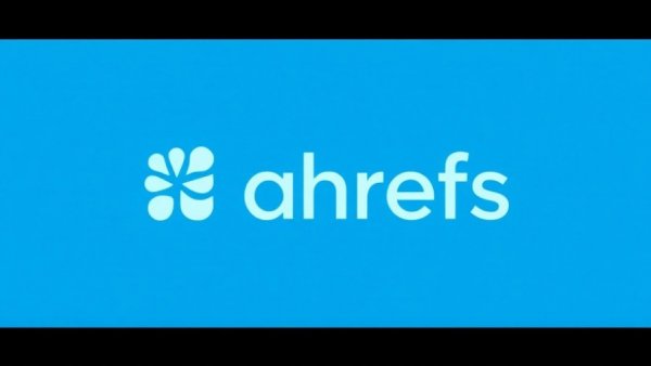 Simple ahrefs logo on light blue background.