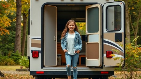 Girl enjoying outdoors by a camper, Traveling with Type 1 Diabetes