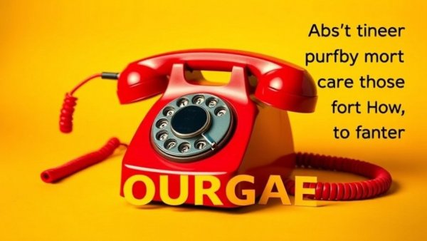 Vintage telephone with motivational courage text in bold typography