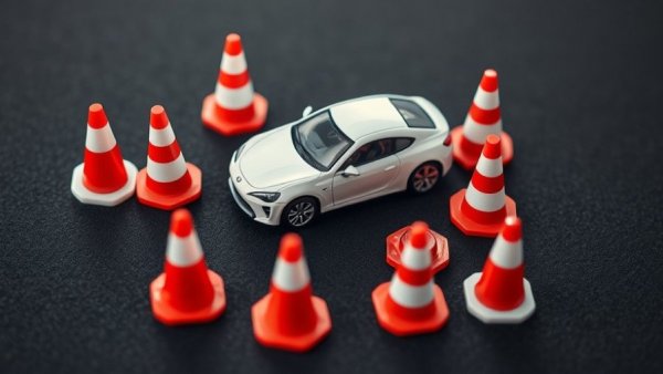 Toy car with traffic cones symbolizing F&I fraud prevention.