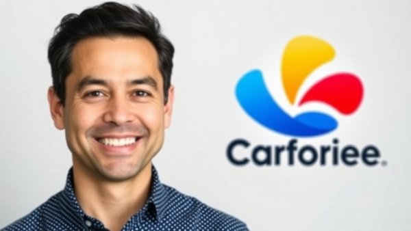 Man's headshot next to company logo, used-car market paperwork