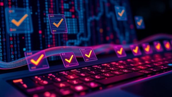 Futuristic digital document validation with binary code in auto lending
