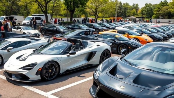 Lineup of used cars showcasing trade-in values in a parking lot.