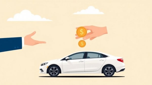 Illustration of auto loan debt in the U.S. with businessman and car