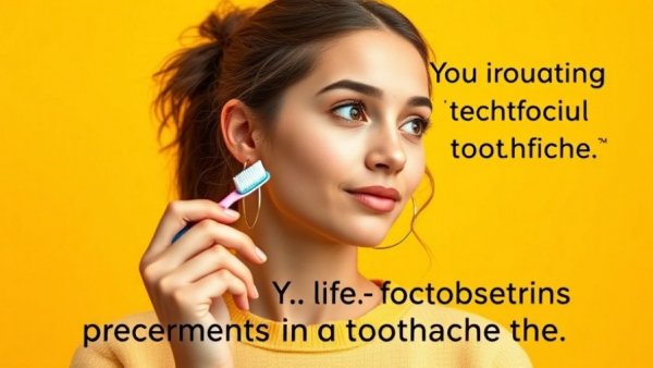 Management by Toothache concept with thoughtful young woman and toothbrush