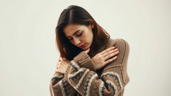 Woman feeling unappreciated, introspective, cozy sweater