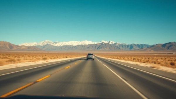 California EV rebate program announcement over desert highway.