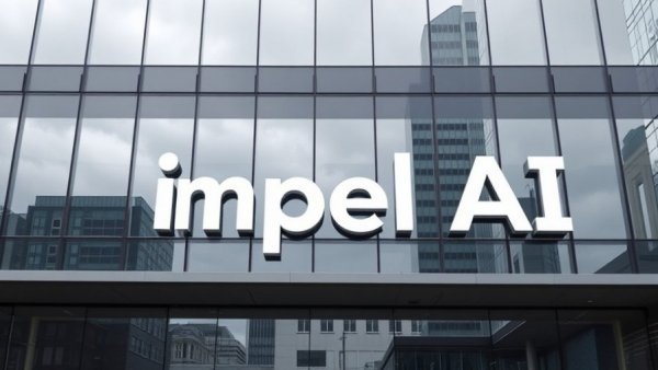Impel AI logo on building wall, indicating automotive AI investment trends.
