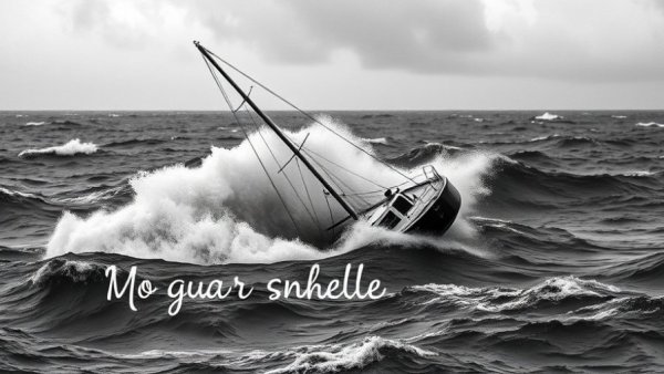 Capsizing sailboat with waves, symbolizing navigating screw ups in management.