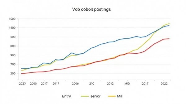 Line graph showing labor market tilting toward seniority with job posting trends from 2019 to 2026.