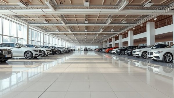Luxury car showroom highlighting vehicle acquisition strategy for dealers.