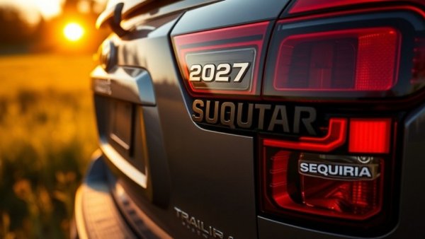 Close-up of 2027 Toyota Sequoia Trailhunter in a field at sunset.
