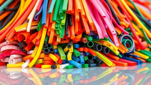 Colorful rubber and plastic strips showcasing product variations.