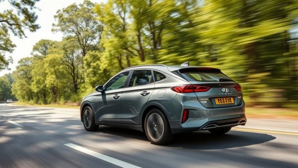 Hyundai AI integration showcased in sleek electric vehicle on a scenic road